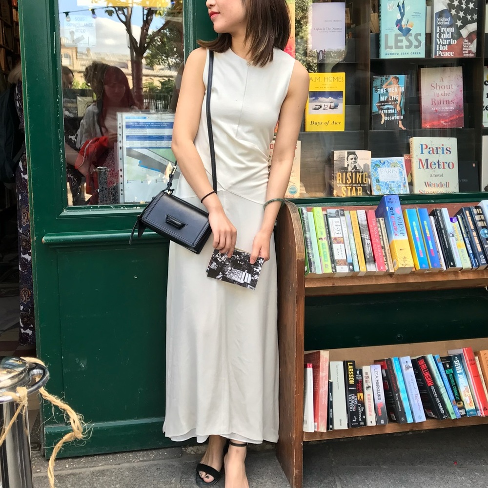 Ivory chiffon cotton mixed dress